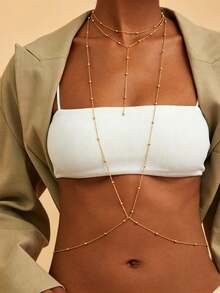1 pieza Cadena dorada para el Body, joyería de moda para el Body, adecuada para fiestas y vacaciones - Dorado - Ver 1