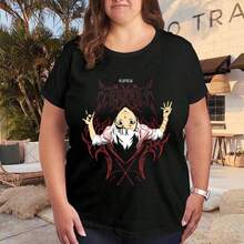 Camiseta de Arte Abstracto de , Talla Grande, Cuello Redondo Clásico, Esenciales de Verano, Camiseta Diaria de Mezcla de Algodón Transpirable - Negro - Ver 4