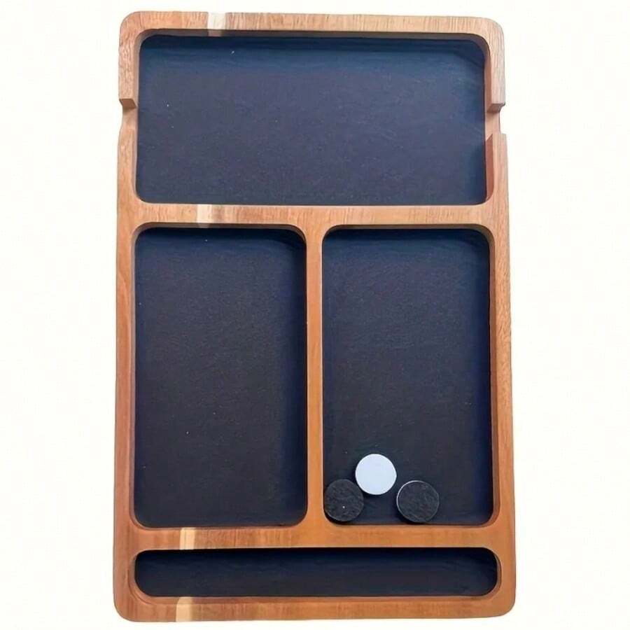 1 Hộp đựng đồ để bàn bằng gỗ - Hộp gỗ nhiều tầng chắc chắn, có thể đựng kính/điện thoại/tai nghe, khay để bàn văn phòng có vách ngăn, thích hợp cho mùa tựu trường. - Nhiều màu - Xem 1
