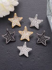 10 Peças Botões Decorativos de Metal de Alta Qualidade com Estrela de Cinco Pontas e Diamante, Adequados para Camisas, Cardigãs, Vestidos, Vestidos de Casamento, Suéteres, Jaquetas, Botões Decorativos de Costura Artesanal, DIY Sapatos, Bolsas, Caixas de Presente, Acessórios de Joalheria, Decoração de Feriados - multicolorido - Visão 10