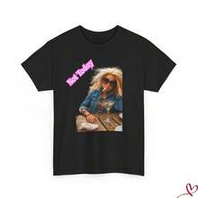 Not Today Fake B Arb Ie Graphic Tee _ Doll With Sunglasses Drinking Wine, Casual Aesthetic-Gift For Doll Fan -Ba Rb Ie In Spir Ed - Black - View 1