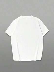 1 Piece Women's Plus Size Round Neck Short Sleeve T-Shirts With Heart Pattern, Fashionable Loose Fit Short Sleeve Top For Women 180g 100% Cotton - 白色 - 查看 3