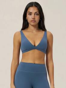 TimeOff 1pc Women V-Neck Backless Sports Tank Top - Blue - View 9