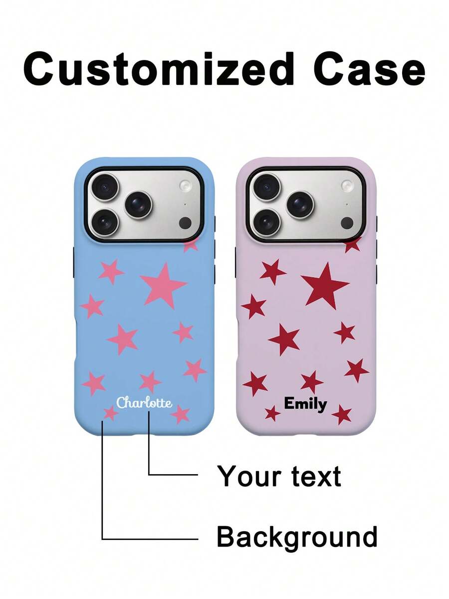 GIIPPA Minimalist Star & Personalized Letter 2-In-1 Phone Case, Suitable For IPhone 11/12/13/14/15/16/17 Pro Max, Spring Gift For Girls - Multicolor - View 1