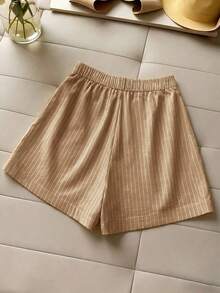 Conjunto de 2 piezas de mujer tejido a rayas de estilo elegante para el verano - Café integral 2 - Ver 4