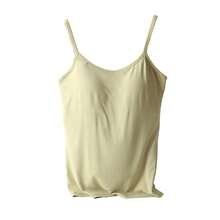 Top de tirantes mujer modal largo con copa, espalda descubierta, básico blanco - Caqui - Ver 6