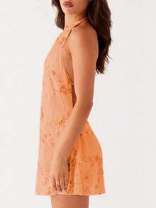 2026 Spring/Summer New European And American Elegant Women's Dress Series Orange Embroidered Halter Dress, Sleeveless Bodycon Party Dress Club & Evening KI6V - 橘子 - 查看 6
