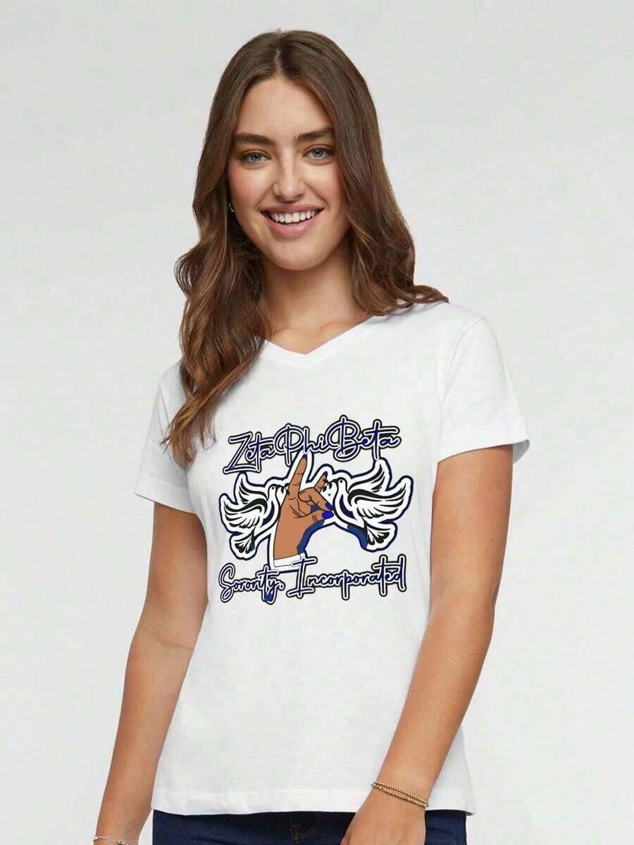 Camiseta de Mujer con Cuello en V Estilo Años 20, Casual, Retro, a la Moda, de Manga Corta para Primavera/Verano, con Estampado Gráfico de Guepardo, Camisetas para Mujer, Regalo Maravilloso para una Amiga, Atuendo Diario, Versátil y a la Moda. - Blanco - Ver 1