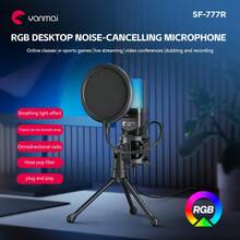 Micrófono de juego capacitivo RGB USB con conector USB-C Plug And Play, apto para computadora, portátil, teléfono, grabación, transmisión en vivo, podcast, diseño de paleta - Ver 7