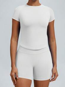 2pcs Impact Short Sleeve Top & Impact Short - White - View 2