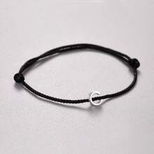 Vòng tay DIY màu đen tối giản bằng bạc Sterling 925, có thể điều chỉnh kích thước, phù hợp để đeo hàng ngày, trang sức bạc dành cho nữ, họa tiết 26 chữ cái, quà tặng sinh nhật. - màu đen - Xem 5