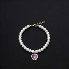 Pet Collar With Exquisite Heart Pendant And Sparkling Rhinestones, Luxurious Hip-Hop Style, Durable And Fade-Resistant, Fashionable Cuban Chain, Comfortable To Wear - Multicolor - View 5