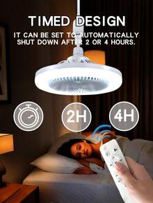 Đèn quạt trần LED xoay E27 có điều khiển từ xa - Điều chỉnh 360° - Sử dụng trong nhà - 30W - Tương thích 85-265V - Không cần pin - trắng - Xem 6