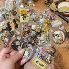 8 autocollants de collage de bandes dessinées rétro esthétiques, convenant pour les comptes de guitaristes DIY, les journaux, les cartes de vœux, la décoration de coques de téléphone ou des boîtes d'emballage cadeaux, autocollants étanches PET transfrontaliers, autocollants pour enfants - Multicolore - Voir 10