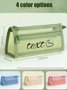 Personalized Pencil Case With Name, Custom Transparent Pencil Pouch, Large Capacity Stationery Organizer, Multi Compartment Pen Storage Bag, Zipper Pencil Case, Portable Office Supplies Organizer, Clear Window Pencil Holder, Travel Storage Bag - Multicolor - View 4