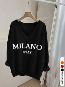 Latest Camiseta de moda para mujer0913 Wild Ai, una sudadera casual de manga larga con cuello en V, estampado de letras, camiseta de manga larga, top de manga larga, top de moda para mujer. ,Top de manga corta para verano,blusas para mujer,La elección perfecta para tus atuendos de San Valentín,playeras niño,Camiseta para aficionados de la Copa de Fútbol,playeras de mujer - Negro - Ver 1