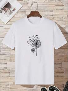 3 camisetas de mujer, estampado de diente de león, minimalistas y elegantes, corte holgado y relajado. |   Diseño exquisito |   Suelto y cómodo |   Fácil de combinar | - Blanco - Ver 4