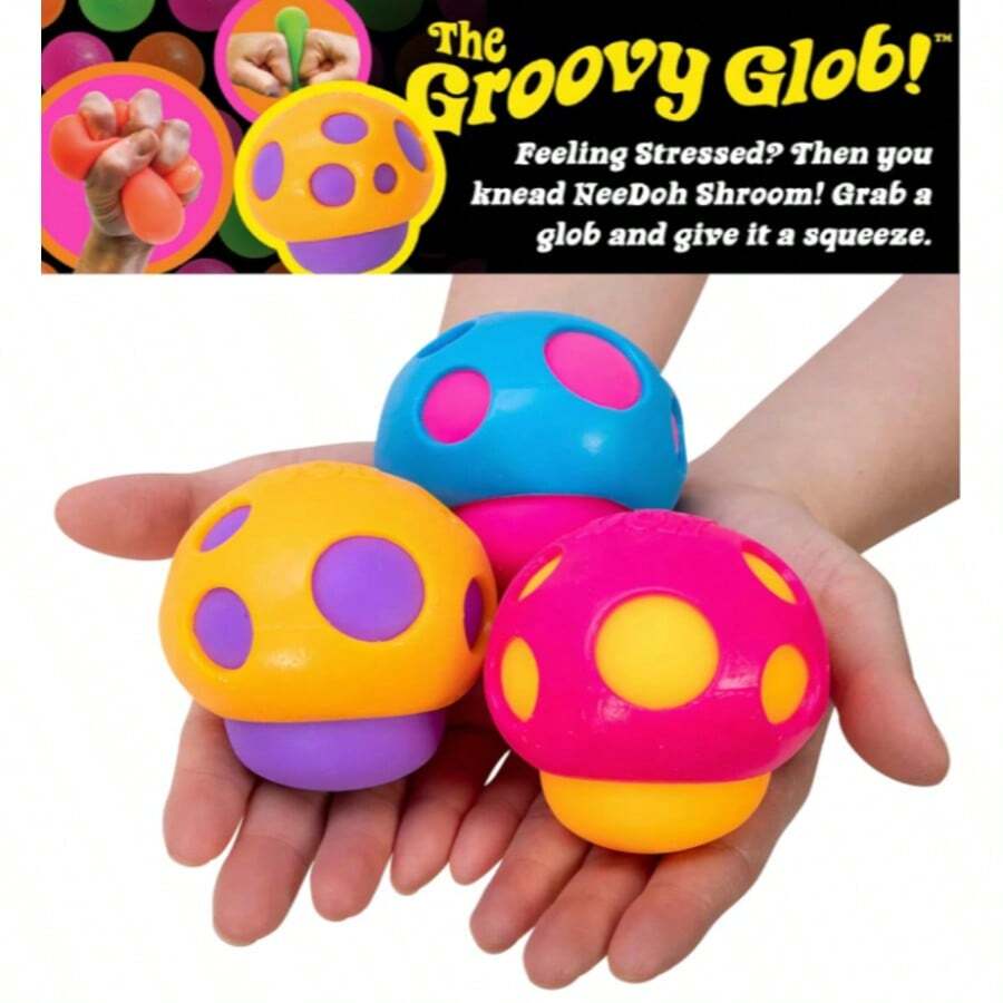 Schyl-Ing Ne-Doh 蘑菇捏捏樂 - The Groovy Glob! - 隨機配色 - 柔軟感官紓壓玩具，獨特擠壓觸感，成人壓力緩解與桌面裝飾