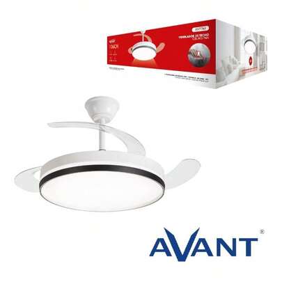 Avant Ventilador ABRILA Guerrero DC 44w Branco 4 pás 107d 4900lm 3500-4000-6500k Controle Remoto e Timer INCLUSOS 1/2/4 H. 6 Velocidades Controle de Ar para Verão ou Inverno Qualidade Superior Garantida