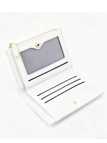Ví da tối giản thanh lịch mới về, thiết kế độc đáo với ngăn đựng thẻ gập, ví nhỏ đựng tiền lẻ, quà tặng cho phụ nữ nhân dịp năm mới, sinh nhật, kỷ niệm. - trắng - Xem 3