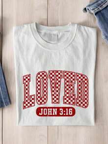 Camisa a cuadros Love, Camisa cristiana de San Valentín, Camisas Loved John 3:16, Camisas retro de San Valentín, Regalo de San Valentín para cristianos, Camisas de San Valentín con versículos bíblicos, Camisas XOXO, Camisas a cuadros lindas TX-286 - Blanco - Ver 1