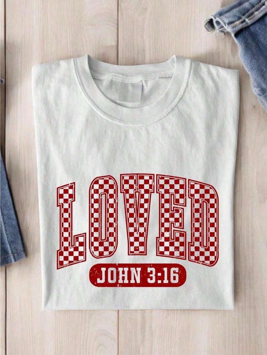 Camisa a cuadros Love, Camisa cristiana de San Valentín, Camisas Loved John 3:16, Camisas retro de San Valentín, Regalo de San Valentín para cristianos, Camisas de San Valentín con versículos bíblicos, Camisas XOXO, Camisas a cuadros lindas TX-286 - Blanco - Ver 1