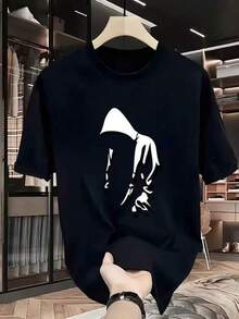 1pc Camiseta informal de cuello redondo de algodón para mujer Camiseta deportiva para mujer Camiseta para hombre Camiseta para parejas Regalo de San Valentín Regalo de cumpleaños Regalo de Navidad Camiseta unisex Transpirable, suave, para deportes al aire libre, manga corta, apta para todas las estaciones, 100 % algodón puro. - Blanco - Ver 8