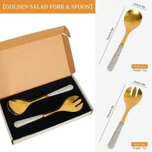 Stainless Steel Salad Fork And Spoon Set With Ceramic Handles, Extended Polka Dot Ceramic Handle Salad Spoon, Nordic Style Gold And Silver Color Salad Mixing Utensil, Kitchen Cooking And Baking Mixing Tool, High-End Gift Box Tableware, Dishwasher - View 4