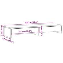 Soporte para monitor vidaXL con cajones, blanco, 100x27x15 cm, aglomerado. - Blanco - Ver 9