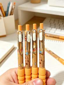 可愛水豚主題凝膠筆 0.5mm 細尖 黑墨水 軟握手感 塑膠筆身 書寫順暢 適合學校與辦公用品 開學必備文具 完美禮物選擇 - 彩色 - 查看 3