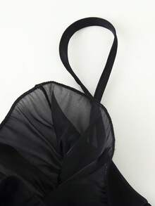 Débardeur femme couleur unie à volants, décontracté et polyvalent, pour sorties quotidiennes, noir, été - Noir - Voir 8