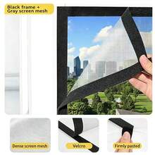 Set de mosquitera autoadhesiva invisible para verano, fácil de usar, con malla negra desmontable, sin necesidad de perforar. Abre la ventana para ventilación y disfruta de una experiencia fresca y libre de mosquitos. Hecho de material transparente de alta definición, no bloquea la vista exterior. - Ventanas mosquiteras - Ver 6