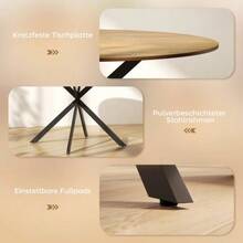 Round Dining Table For 4 People, Ø120, Industrial Style Kitchen Table With Steel Legs, For Dining Room, Kitchen, Home Office, Oak. - 駝色 - 查看 7