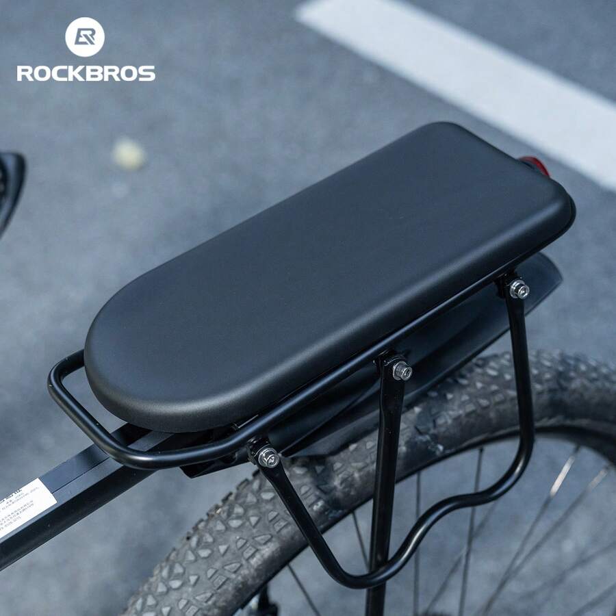 ROCKBROS 1 miếng đệm yên sau xe đạp, đệm ngồi cho người ngồi sau bằng da, tháo lắp nhanh, dành cho xe đạp leo núi/xe đạp đường trường. - màu đen - Xem 1