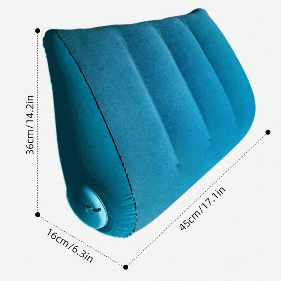 Triangular Travel Pillow Thick Flocking Office Neck Lumbar Support Pillow Airplane Tourist Leg Rest Inflatable Pillow - Azul pavo real SJZ - Ver 1