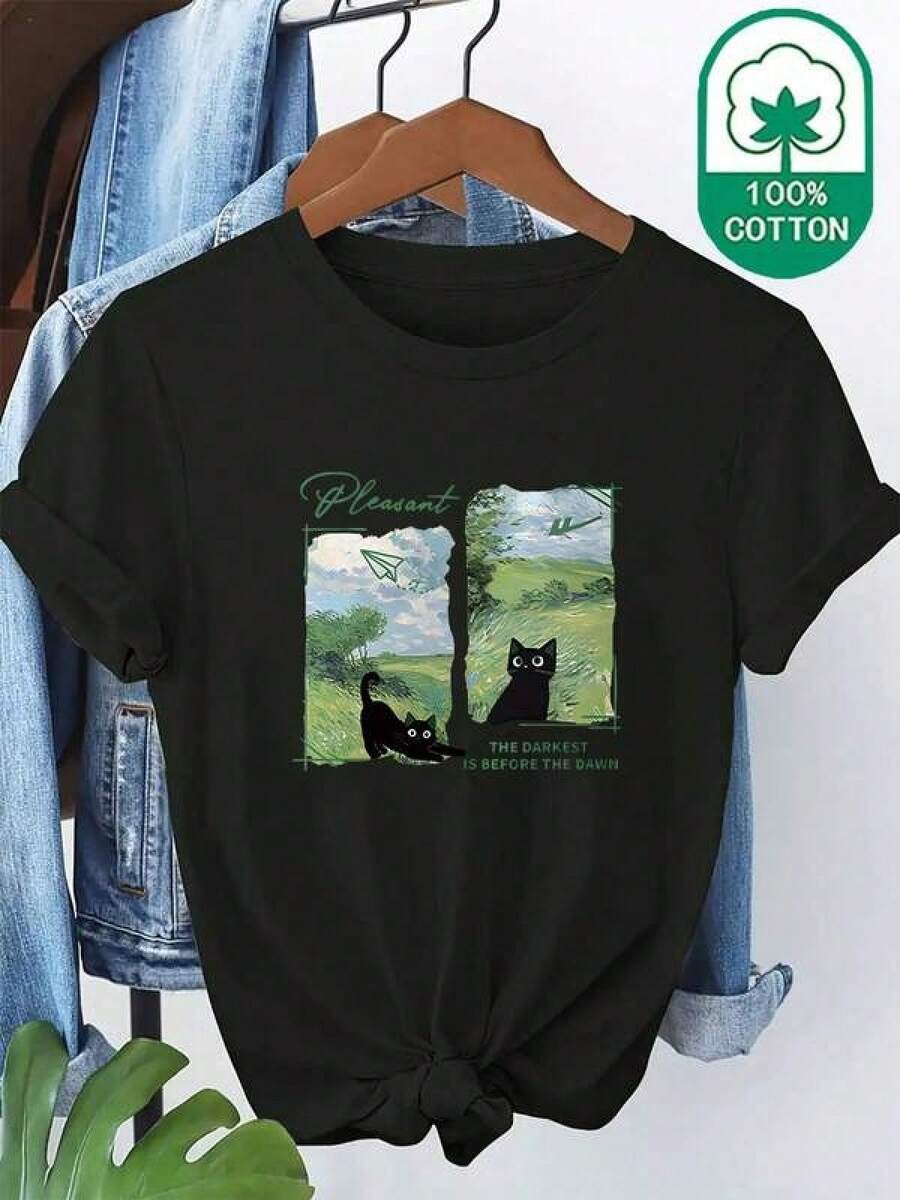 Dam-T-shirts - Svart - Visa 1
