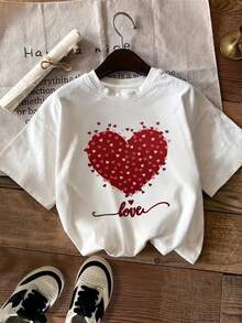 Patrón de moda de primavera y verano estampado de mangas cortas, camisetas casuales de manga corta, camisetas de moda de mujer de talle redondo de talla estándar, ropa de mujer de talla estándar, ropa de mujer - Blanco - Ver 1