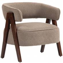 HOMCOM Modern Tub Chair, Sherpa Fleece Accent Chair, Upholstered Armchair With Solid Wood Legs And Steel Frame For Living Room Bedroom, Light Brown - Brown - View 10