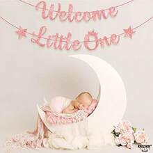 QGlitter Welcome Little One Banner - 10 Feet No DIY Rose Gold Welcome Home Baby Girl Welcome Home Banner For Gender Reveal Decorations Gender Neutral Baby Shower Decorations For Girl1 - 粉色 - 查看 7