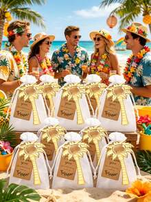 15/3pcs Summer Beach Party Gift Set, Includes Coconut Tree Bottle Opener, Thank You Cards, White Bag, Summer Beach Party Decor, Accessories - Multicolor - View 5