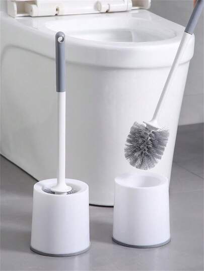 1pc Wall-Mounted Toilet Brush With Storage Rack, Long Handle Toilet Cleaning Brush (Soft Bristles - Non-Stick) - Effectively Removes Toilet Stains, Keeps Toilet Clean And Hygienic. Can Be Wall-Mounted Or Freestanding, Easy To Clean Bathroom Cleaning Brush, Cleaning Supplies, Cleaning Tools, Home Goods, Bathroom Accessories, Toilet Accessories