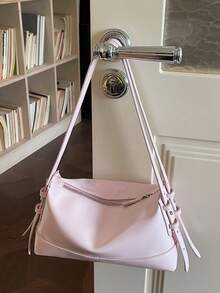 New Fashion Square Underarm Solid Color Women's Handbag, Casual Chic Versatile Commuter Bag - Watermelon Pink - View 8