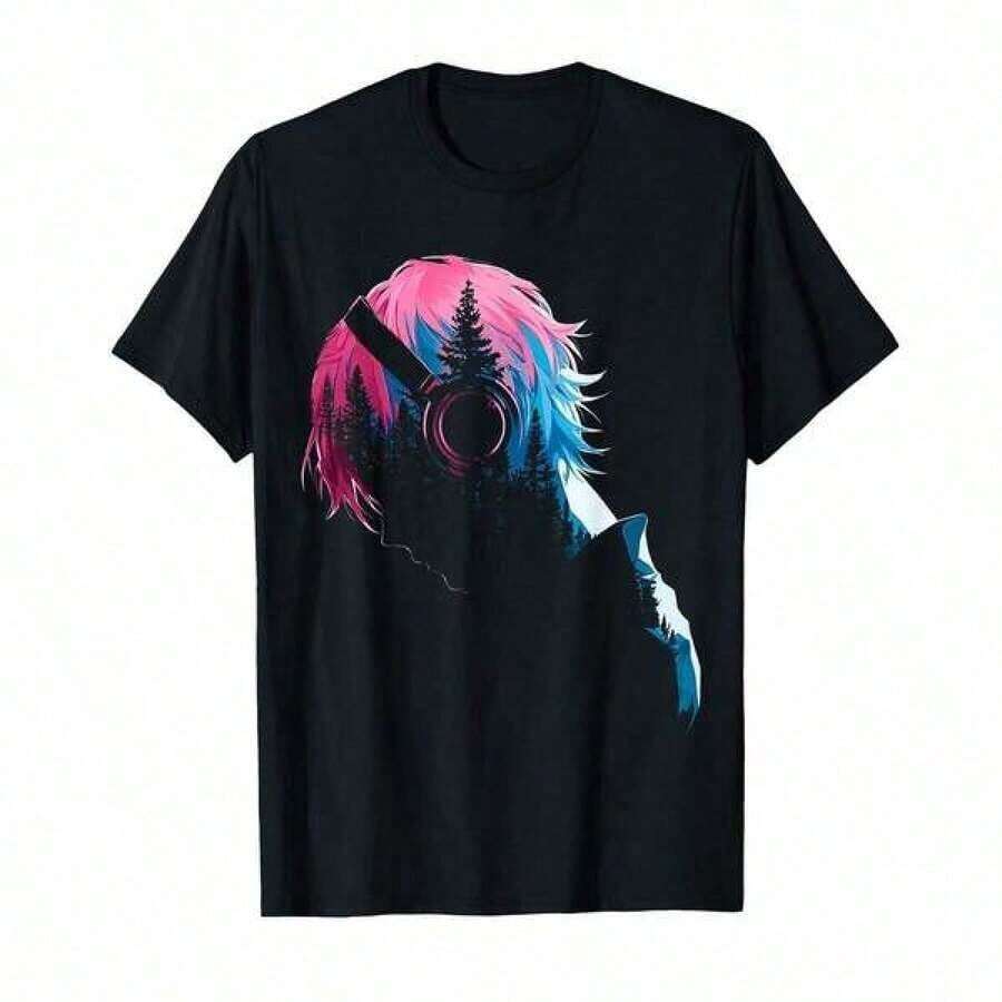 Camiseta casual de manga corta con cuello redondo para hombre, para uso diario, camisetas con temática de anime, más vendidas, de algodón puro, transpirable, camisetas de manga corta para padres e hijos, lavables a máquina. Ropa de verano suave y elástica con cuello redondo, lavable a máquina, camiseta con estampado. Y2k Camiseta Verano Camisa De - Blanco - Ver 1