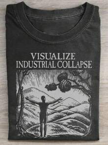 Camiseta con Estampado Embrace Nature - Camiseta de manga corta de moda de verano, cuello redondo, lavable a máquina, perfecta para uso casual, camiseta para el día a día. |   Camiseta divertida |   Tela - Negro - Ver 7