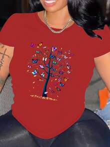 Camiseta Casual de Manga Corta con Estampado Personalizado - Blanco - Ver 7