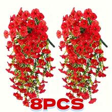 4/8pcs Artificial Morning Glory Plant Outdoor Simulated Flowers- No Maintenance Required- Multifunctional UV-Resistant Realistic Hanging Plants, Suitable For Home Decoration, Outdoor Courtyard, Porch, Terrace, Home Garden Decoration - Multicolor - View 20