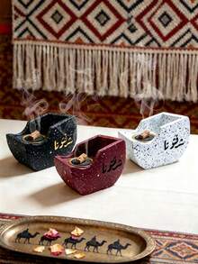 1pc Blessing-Themed Incense Burner, Exquisite Minimalist Style, Resin Craft With Arabic Inscriptions. As A Decorative Ornament, It Is Suitable For Meditation, Yoga, Home Decor, Interior Decor, Tea Room Decor, Office Decor, Hotel Decor, Festival And Party Decoration, And Also Perfect As A Gift. - Incense Burner - View 3