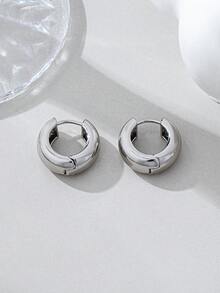 1 Đôi bông tai vòng trơn màu đồng mạ bạc tối giản, thanh lịch, thích hợp cho đi làm hàng ngày, công sở, bãi biển, thể thao, hẹn hò, tiệc tùng, lễ hội và làm quà tặng. - Bạc - Xem 4