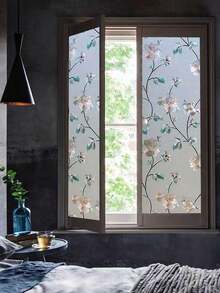 (1 Sheet) Thickened Colorful 3D No-Glue Static Cling Glass Film, Self-Adhesive Decorative Window Vinyl, Removable Creative Window Tint, Non-Sticky UV-Blocking Static Cling, Suitable For Home & Office - Flower - View 3