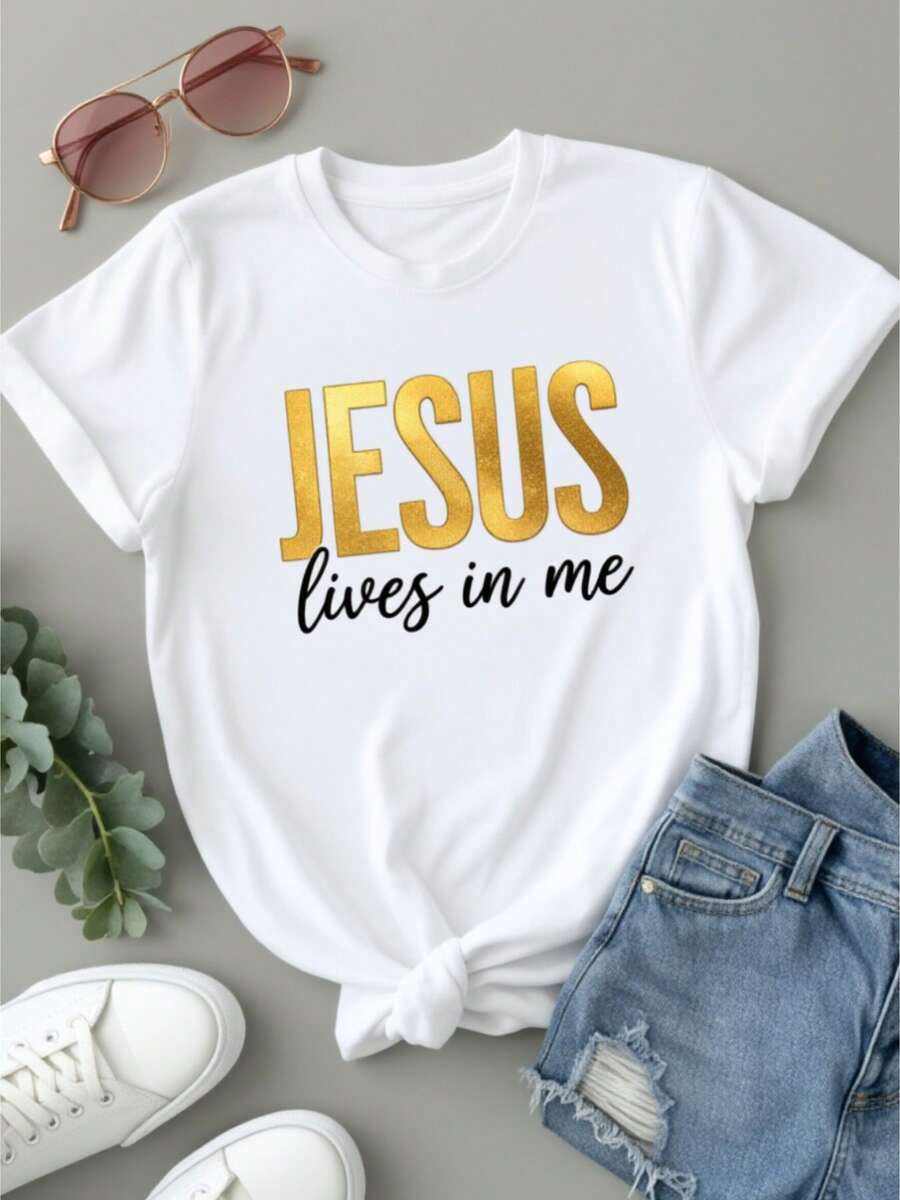 Camiseta de manga corta de cuello redondo blanco de las mujeres, camiseta de verano casual, suave y transpirable, perfecto para casa, vies y - un regalo i para el día de la madre y lascua, con un diseño minimalista y elegante con un toque lindo